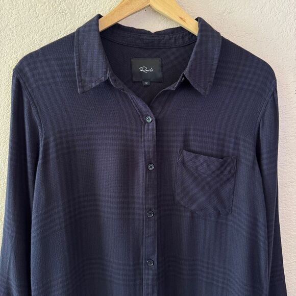 Rails Bianca Long Sleeve Tunic Dress Women’s M Charcoal Shadow Plaid Button Up - Picture 3 of 14